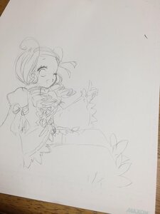 Rating: Safe Score: 0 Tags: 1girl ahoge dress greyscale image jewelry kanaria monochrome open_mouth photo puffy_sleeves sketch solo traditional_media User: admin