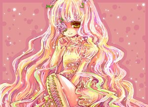Rating: Safe Score: 0 Tags: 1girl blonde_hair boots dress flower image kirakishou long_hair long_sleeves looking_at_viewer pink_hair polka_dot polka_dot_background rose sitting smile solo thorns very_long_hair vines yellow_eyes User: admin