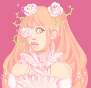 Rating: Safe Score: 0 Tags: 1girl flower hair_flower hair_ornament image kirakishou long_hair pink_background pink_flower pink_rose rose solo sparkle thorns white_flower white_rose yellow_flower yellow_rose User: admin
