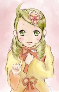 Rating: Safe Score: 0 Tags: 1girl ahoge blonde_hair blush bow bowtie dress drill_hair green_eyes green_hair heart image kanaria long_sleeves looking_at_viewer pink_background simple_background smile solo twin_drills upper_body User: admin