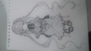 Rating: Safe Score: 0 Tags: 1girl bangs closed_mouth dress eyebrows_visible_through_hair full_body image long_hair long_sleeves looking_at_viewer monochrome photo shinku shoes smile solo standing traditional_media twintails very_long_hair User: admin