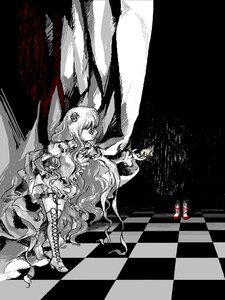 Rating: Safe Score: 0 Tags: 1girl argyle argyle_background argyle_legwear black_rock_shooter_(character) board_game boots checkered checkered_background checkered_floor checkered_kimono checkered_scarf checkered_skirt chess_piece dress flag hair_ornament himekaidou_hatate image kirakishou long_hair megurine_luka mirror monochrome multiple_girls on_floor perspective reflection solo tile_floor tiles vanishing_point User: admin