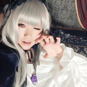 Rating: Safe Score: 0 Tags: 1girl animal_ears bangs blunt_bangs cat_ears long_hair looking_at_viewer one_eye_closed smile solo suigintou upper_body white_hair User: admin