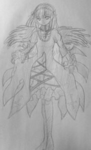 Rating: Safe Score: 0 Tags: 1girl akemi_homura akuma_homura dress feathered_wings frills greyscale image long_hair long_sleeves looking_at_viewer monochrome solo standing suigintou wings User: admin