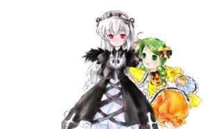 Rating: Safe Score: 0 Tags: 2girls bloomers blush dress frills green_eyes green_hair hairband image kanaria lolita_hairband long_hair long_sleeves looking_at_viewer multiple_girls pair pumpkin short_hair simple_background suigintou white_background wings User: admin