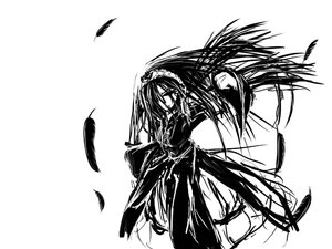 Rating: Safe Score: 0 Tags: 1girl dress feathers greyscale hairband image lolita_hairband long_hair monochrome solo suigintou white_background User: admin