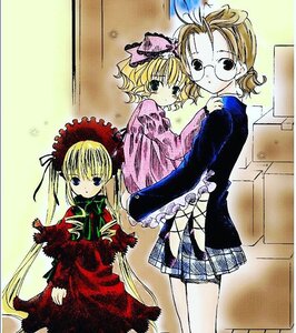 Rating: Safe Score: 0 Tags: 3girls bespectacled blonde_hair blue_eyes blush bow dress glasses hair_ribbon hinaichigo image long_hair long_sleeves looking_at_viewer multiple_girls pair pink_bow sakurada_nori shinku standing twintails underwear User: admin