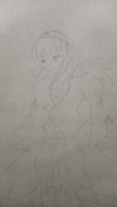 Rating: Safe Score: 0 Tags: 1girl dress frills greyscale hairband image long_hair looking_at_viewer monochrome solo standing suigintou traditional_media User: admin