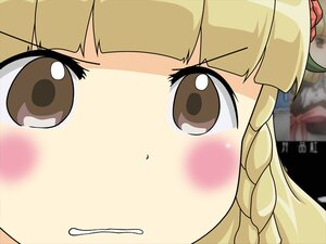 Rating: Safe Score: 0 Tags: 1girl blonde_hair blush brown_eyes close-up enju_maiden eyebrows_visible_through_hair looking_at_viewer shinabeni solo User: admin