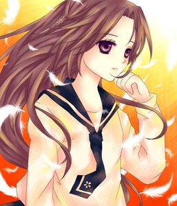 Rating: Safe Score: 0 Tags: 1girl angel_wings bird black_feathers brown_hair feathered_wings feathers human image kakizaki_megu long_hair long_sleeves necktie parted_lips purple_eyes school_uniform solo upper_body white_feathers white_wings wings User: admin