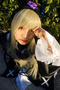 Rating: Safe Score: 0 Tags: 1girl bangs blonde_hair dress flower hair_ornament lips long_hair looking_at_viewer purple_eyes solo suigintou upper_body User: admin