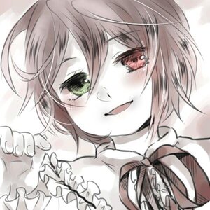 Rating: Safe Score: 0 Tags: 1girl blush face frills green_eyes image looking_at_viewer open_mouth red_eyes short_hair smile solo souseiseki User: admin