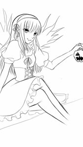 Rating: Safe Score: 0 Tags: 1girl akemi_homura crossed_legs dress frills greyscale hairband image long_hair looking_at_viewer monochrome puffy_short_sleeves puffy_sleeves ribbon short_sleeves sitting smile solo suigintou wings User: admin