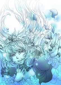 Rating: Safe Score: 0 Tags: 1girl air_bubble bubble dress floating_hair image long_hair long_sleeves mermaid smile solo suigintou traditional_media underwater User: admin