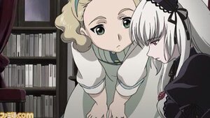 Rating: Safe Score: 0 Tags: 2girls blonde_hair bookshelf dress green_eyes hairband half-closed_eyes image lolita_hairband long_hair long_sleeves multiple_girls ribbon sarah solo suigintou yuri User: admin