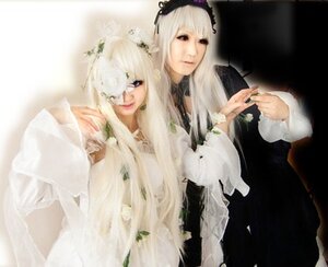 Rating: Safe Score: 0 Tags: 2girls bangs closed_mouth dress lips long_hair long_sleeves looking_at_viewer multiple_cosplay multiple_girls nail_polish suigintou tagme twins white_hair User: admin
