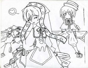 Rating: Safe Score: 0 Tags: auto_tagged capelet dress greyscale heart image long_sleeves monochrome pair ribbon short_hair souseiseki spoken_heart standing suiseiseki User: admin