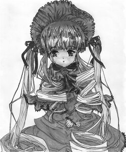 Rating: Safe Score: 0 Tags: 1girl bangs blush bonnet capelet dress eyebrows_visible_through_hair fur_trim greyscale hat image long_hair long_sleeves looking_at_viewer monochrome ribbon shinku solo twintails very_long_hair User: admin