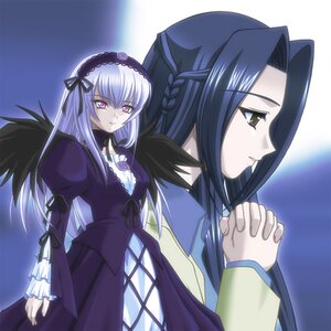 Rating: Safe Score: 0 Tags: 2girls auto_tagged black_dress black_hair black_wings blue_hair dress flower frills hair_intakes hairband hands_clasped holding_hands image interlocked_fingers juliet_sleeves kakizaki_megu long_hair long_sleeves looking_down multiple_girls own_hands_clasped own_hands_together pajamas praying profile puffy_sleeves ribbon rose rozen_maiden shiumai silver_hair solo suigintou wings User: admin