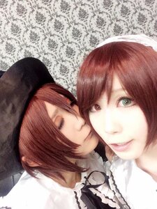 Rating: Safe Score: 0 Tags: 2girls bangs brown_hair closed_eyes green_eyes hat lips multiple_cosplay multiple_girls short_hair siblings sisters smile souseiseki suiseiseki swept_bangs tagme twins yuri User: admin