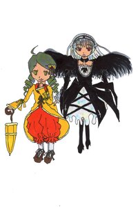 Rating: Safe Score: 0 Tags: 2girls ahoge black_wings dress drill_hair frills green_eyes green_hair hairband image kanaria long_hair long_sleeves multiple_girls pair red_eyes rose shinku silver_hair standing suigintou wings User: admin