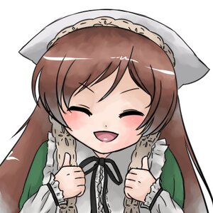 Rating: Safe Score: 0 Tags: 1girl ^_^ animal_ears black_ribbon blush brown_hair cat_ears closed_eyes dress frills green_dress hat image long_hair long_sleeves open_mouth ribbon simple_background smile solo suiseiseki white_background User: admin