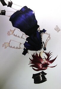 Rating: Safe Score: 0 Tags: 1girl black_capelet black_footwear boots capelet frills hat hat_removed headwear_removed image long_sleeves looking_back pantyhose profile red_hair short_hair shorts solo souseiseki top_hat User: admin