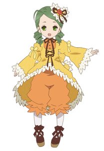 Rating: Safe Score: 0 Tags: 1girl dress drill_hair flower frills full_body green_eyes green_hair hair_ornament image kanaria long_sleeves open_mouth orange_dress pantyhose ribbon short_hair smile solo standing striped twin_drills white_background white_legwear User: admin