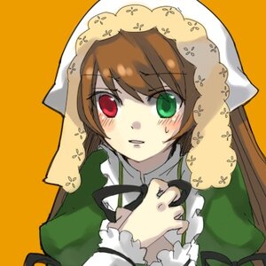 Rating: Safe Score: 0 Tags: 1girl blush brown_hair dress green_dress green_eyes head_scarf heterochromia image long_hair long_sleeves orange_background red_eyes simple_background solo suiseiseki User: admin