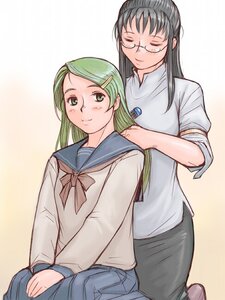 Rating: Safe Score: 0 Tags: 2girls black_hair blush brushing_another's_hair closed_eyes glasses gradient gradient_background green_eyes green_hair hair_brush hair_brushing hair_ornament hairclip image kanaria kusabue_mitsu long_hair long_sleeves multiple_girls older rozen_maiden school_uniform serafuku sitting skirt smile solo tsuda_nanafushi User: admin