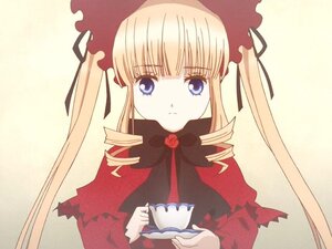Rating: Safe Score: 0 Tags: 1girl blonde_hair blue_eyes bonnet bow bowtie cup dress drill_hair flower holding holding_cup image long_hair long_sleeves looking_at_viewer red_dress ribbon rose shinku sidelocks simple_background solo teacup twintails upper_body yellow_background User: admin