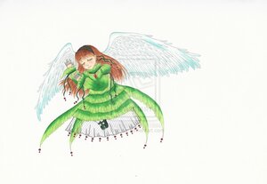 Rating: Safe Score: 0 Tags: 1girl angel_wings blood braid brown_hair closed_eyes feathered_wings feathers hairband image long_hair solo striped suiseiseki twin_braids wings User: admin