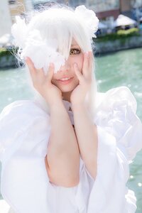 Rating: Safe Score: 0 Tags: 1boy animal_ears blurry blurry_background depth_of_field hair_over_one_eye hand_on_own_cheek hands_on_own_face kirakishou lips looking_at_viewer smile solo teeth white_hair User: admin
