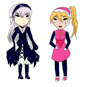 Rating: Safe Score: 0 Tags: 2girls blonde_hair dress hairband image long_hair multiple_girls ponytail smile solo suigintou white_background white_hair User: admin