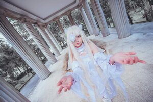 Rating: Safe Score: 0 Tags: 1girl bangs curtains day dress indoors kirakishou long_hair looking_at_viewer outstretched_hand solo white_dress white_hair window User: admin