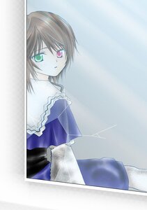 Rating: Safe Score: 0 Tags: 1girl blue_dress brown_hair dress frills green_eyes heterochromia image long_sleeves looking_at_viewer looking_back red_eyes short_hair solo souseiseki User: admin