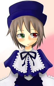 Rating: Safe Score: 0 Tags: 1girl blue_dress blush dress frills green_eyes hat heterochromia image long_sleeves looking_at_viewer red_eyes ribbon short_hair solo souseiseki upper_body User: admin
