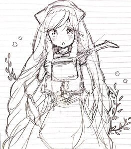 Rating: Safe Score: 0 Tags: 1girl auto_tagged blush emphasis_lines greyscale image long_hair monochrome sketch solo suiseiseki User: admin