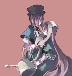 Rating: Safe Score: 0 Tags: 2girls black_hair dress frills green_dress green_eyes grey_hair hair_over_one_eye hat image long_hair long_sleeves multiple_girls pair pink_background red_background short_hair simple_background sisters souseiseki suiseiseki twins very_long_hair User: admin