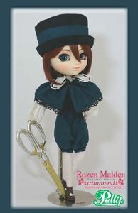 Rating: Safe Score: 0 Tags: 1girl bangs blue_eyes brown_hair capelet character_name closed_mouth doll dress hat long_sleeves looking_at_viewer short_hair smile solo souseiseki staff top_hat User: admin