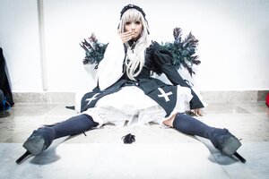 Rating: Safe Score: 0 Tags: 1girl boots cat dress flower frills long_hair long_sleeves sitting solo suigintou white_hair User: admin