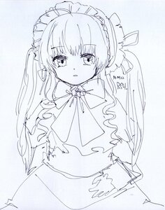 Rating: Safe Score: 0 Tags: 1girl bangs blush dress eyebrows_visible_through_hair image long_hair long_sleeves looking_at_viewer maid_headdress monochrome ribbon shinku solo striped virtual_youtuber User: admin