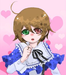 Rating: Safe Score: 0 Tags: 1girl ahoge auto_tagged blue_dress blush brown_hair dress frills green_eyes heart heterochromia image long_sleeves looking_at_viewer open_mouth pink_background red_eyes ribbon short_hair solo souseiseki suiseiseki upper_body User: admin