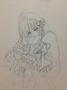 Rating: Safe Score: 0 Tags: 1girl closed_mouth dress frills greyscale hairband image lineart long_hair long_sleeves looking_at_viewer monochrome sketch solo suigintou traditional_media wide_sleeves User: admin