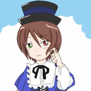 Rating: Safe Score: 0 Tags: 1girl auto_tagged black_ribbon blue_dress brown_hair closed_mouth dress green_eyes hat heterochromia image long_sleeves looking_at_viewer red_eyes ribbon short_hair simple_background solo souseiseki upper_body User: admin