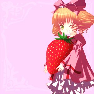 Rating: Safe Score: 0 Tags: 1girl ;d blonde_hair bow dress drill_hair food fruit green_eyes hina_ichigo hinaichigo image long_sleeves looking_at_viewer one_eye_closed open_mouth pink_bow smile solo strawberry twin_drills User: admin