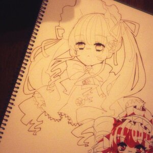 Rating: Safe Score: 0 Tags: 1girl bonnet dress drill_hair eyebrows_visible_through_hair frills image long_hair looking_at_viewer maid_headdress photo shinku simple_background solo traditional_media twin_drills twintails upper_body User: admin