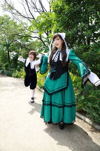 Rating: Safe Score: 0 Tags: 2girls brown_hair day dress grass hat head_scarf long_hair multiple_cosplay multiple_girls outdoors smile tagme tree User: admin