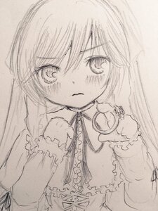 Rating: Safe Score: 0 Tags: 1girl blush closed_mouth eyebrows_visible_through_hair frills greyscale hair_between_eyes heart image komeiji_satori long_sleeves looking_at_viewer monochrome short_hair solo suiseiseki third_eye traditional_media upper_body User: admin