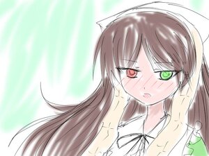 Rating: Safe Score: 0 Tags: 1girl :o bangs blush brown_hair green_eyes heterochromia image long_hair looking_at_viewer red_eyes sailor_collar solo suiseiseki upper_body User: admin
